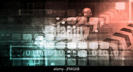 Tecnologia astratta con dati interconnessi come arte Foto Stock