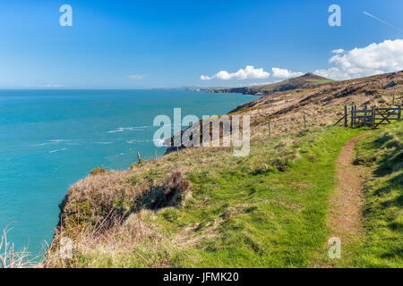 Wales coast Path presso il St David's Head, Il Pembrokeshire Coast National Park, Wales, Regno Unito, Europa. Foto Stock