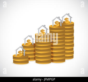 Dollar home financials concept design illustrazione su uno sfondo bianco Foto Stock
