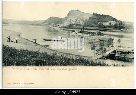 04686-Diesbar-1903-Elbtal mit Dampfer Saxonia und Göhrischfelsen-Brück & Sohn Kunstverlag Foto Stock