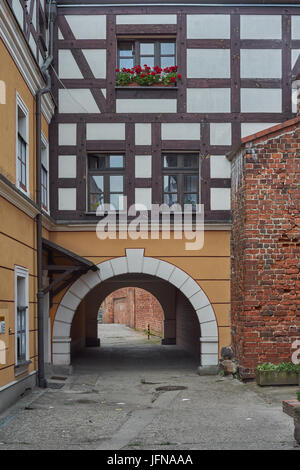 Namyslow Old town historic tenement house mura medievali della città Namyslow voivodato Opolskie Foto Stock