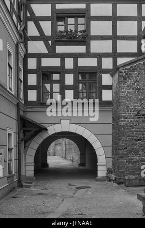 Namyslow Old town historic tenement house mura medievali della città Namyslow voivodato Opolskie Foto Stock