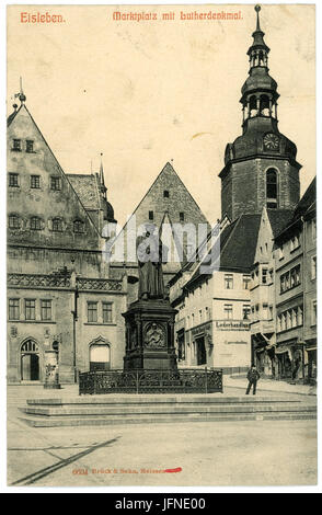 06634-Eisleben-1905-Marktplatz mit Lutherdenkmal-Brück & Sohn Kunstverlag Foto Stock