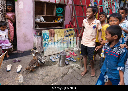 I bambini nel sud di Mumbai, India Foto Stock