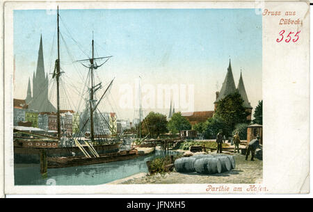 00355-Lübeck-1898-Partie am Hafen-Brück & Sohn Kunstverlag Foto Stock