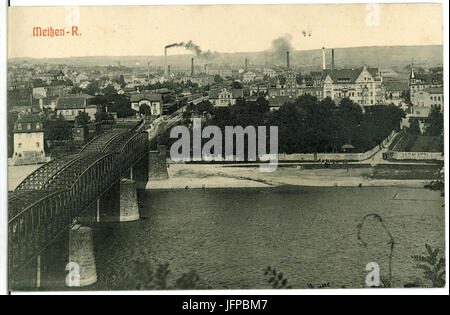 10962-Meißen-1909-Eisenbahnbrücke und Meißen-Rechts-Brück & Sohn Kunstverlag Foto Stock