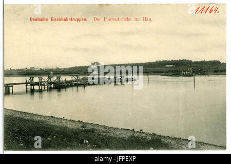 11164-Nünchritz-1910-Deutsche Eisenbahntruppen - Pontonbrücke im Bau-Brück & Sohn Kunstverlag Foto Stock