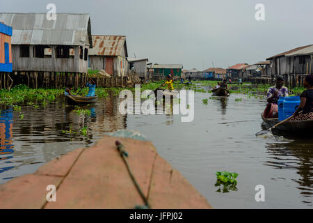 Ganvie villaggio in Benin Foto Stock