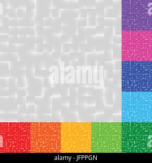 Set di Mosaico pattern in diversi colori. Modello di piazze, piazze texture con riempimenti di casuale. Ogni piastrella è perfettamente ripetibile. Illustrazione Vettoriale