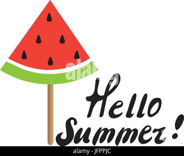 Illustrazione Vettoriale di anguria ghiaccioli. Ciao estate sfondo Illustrazione Vettoriale