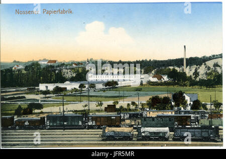 14856-Nossen-1912-Papierfabrik - Eisenbahngelände mit Güterwagen-Brück & Sohn Kunstverlag Foto Stock