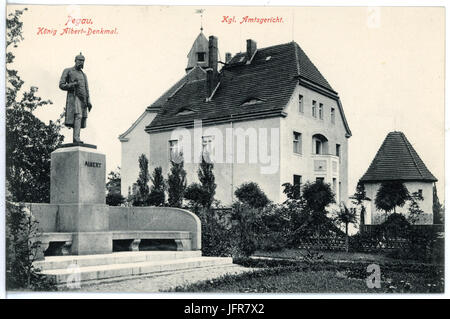 16355-Pegau-1913-König Albert Denkmal und Amtsgericht-Brück & Sohn Kunstverlag Foto Stock