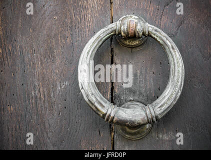 La porta di metallo respingente su legno Foto Stock