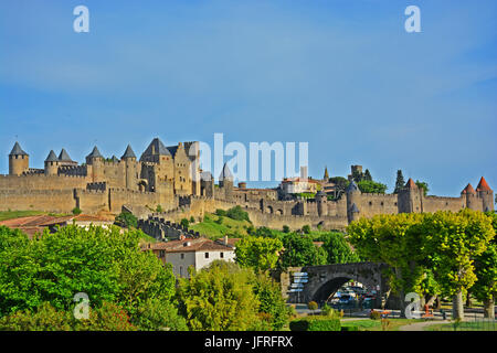 La città medievale di Carcassonne, Aude, Occitanie, Francia Foto Stock