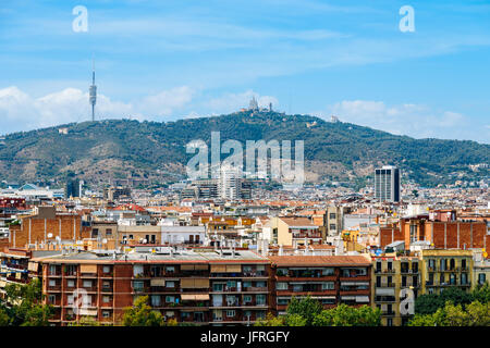 Antenna vista panoramica del centro della città di Barcellona in Spagna Foto Stock