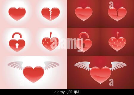 Set di simboli Heart-Shaped Illustrazione Vettoriale