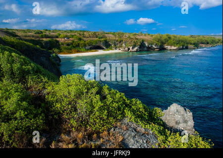 Scaletta spiaggia di Saipan, Marianne settentrionali, Pacifico centrale Foto Stock