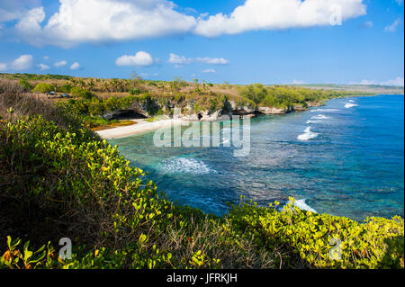 Scaletta spiaggia di Saipan, Marianne settentrionali, Pacifico centrale Foto Stock