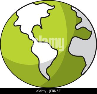 Global Earth plenet con la geografia ubication Illustrazione Vettoriale