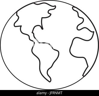 Linea di massa globale plenet con la geografia ubication Illustrazione Vettoriale