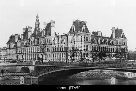 Édouard Baldus, Hotel de ville, vue d'ensemble prise du quai Foto Stock