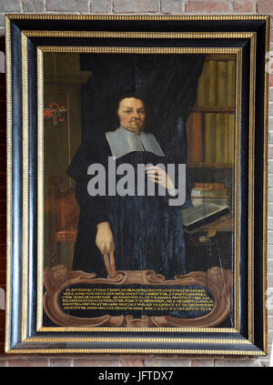 17. Jahrhundert Holztafelgemälde Mag. Hilmar Deichmann (1625-1674), Rektor der Stadtschule (Schiller-Gymnasium Hameln), pastore in Groß Berkel, Aegidienkirche Pfarrer und Marktkirche San Jacobi u. Georgii zu H 0150 Foto Stock