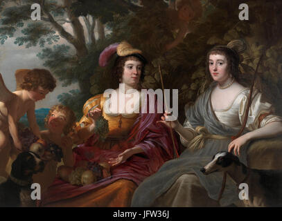 Amalia van Solms e Charlotte de La TrémoơAFlle, da Gerard van Honthorst Foto Stock