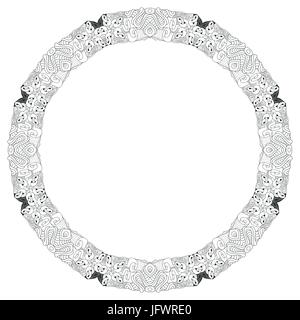Cornice rotonda per la colorazione. Vettore zentangle decorativo oggetto Illustrazione Vettoriale