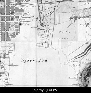 Mappa Bjørvika 1860 Foto Stock