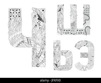 Russo alfabeto inusuale stile doodle lettere su sfondo bianco Illustrazione Vettoriale