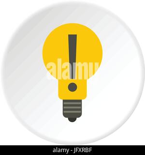 Lampadina giallo con punto esclamativo Icona interno Illustrazione Vettoriale