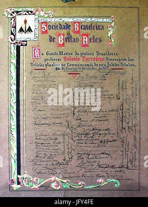 Diploma da Sociedade Brasileira de Belas Artes - Jubileu Artístico de Antônio Parreiras 1932 Foto Stock