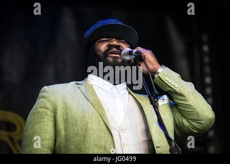 Glynde, Inghilterra, Regno Unito. 02Luglio, 2017. Glynde, East Sussex, 2 luglio, 2017. Gregory Porter chiude il palco principale al supremo Amore Jazz Festival a Glynde posto. Credito: Francesca Moore/Alamy Live News Foto Stock