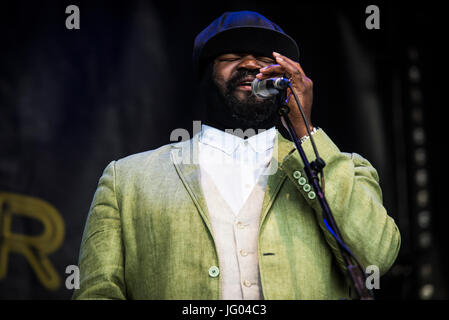 Glynde, Inghilterra, Regno Unito. 02Luglio, 2017. Glynde, East Sussex, 2 luglio, 2017. Gregory Porter chiude il palco principale al supremo Amore Jazz Festival a Glynde posto. Credito: Francesca Moore/Alamy Live News Foto Stock