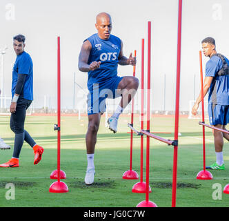 Tenerife. Il 3° luglio 2017. Andre saggezza confermato nuova firma oggi vede la formazione con Derby County Football Club di formazione presso il T3 impianto sportivo in Tenerife. Foto Stock