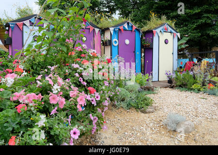 Hampton Court, Inghilterra, Regno Unito. 3 Luglio, 2017. "Divertimento sul mare' mostra giardino disegnato da Southend Giovanile Servizio incriminato, RHS Hampton Court Palace Flower Show. Credito: P Tomlins/Alamy Live News Foto Stock