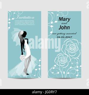 Set di invito a nozze carte design. Illustrazione Vettoriale