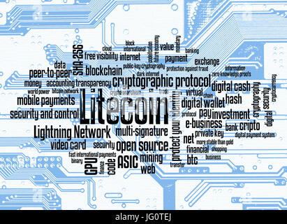 Cripto Litecoin valuta parola illustrazione del cloud Foto Stock