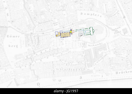 Frankfurt am Main-Königspfalz Frankfurt-Befunde und Zustand-um 855-Ravenstein1862 Foto Stock