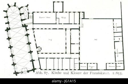 Franziskanerkloster an der Oststraße Ecke Immermannstraße a Düsseldorf, 1853 bis 1856, Klosterbruder Paschalis Gratze, Grundriss Foto Stock