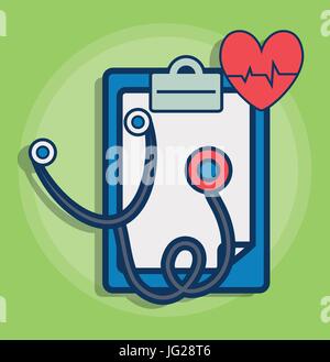 Sthetoscope medico e relative icone Illustrazione Vettoriale