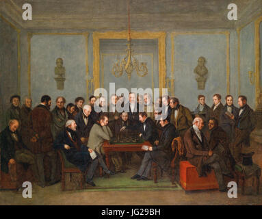 Jean Henri Marlet Das berühmte Schachspiel zwischen Howard Staunton und Pierre Charles Fourrier Saint-Amant 1843 Foto Stock