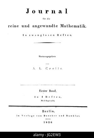 Journal für die reine und angewandte Mathematik 1826 Titel Foto Stock