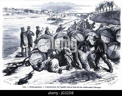 L'administration fait répandre dans la Seine les vins falsifiés saisis à l'entrepôt, Foto Stock