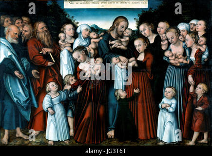 Lucas Cranach il giovane, Cristo la benedizione dei bambini, Dresda Gemäldegalerie Alte Meister Foto Stock