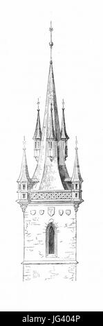 MZK 001 Nr 10 Charakteristik der Baudenkmale Böhmens - Fig. 42 Teynkirche Turm Foto Stock