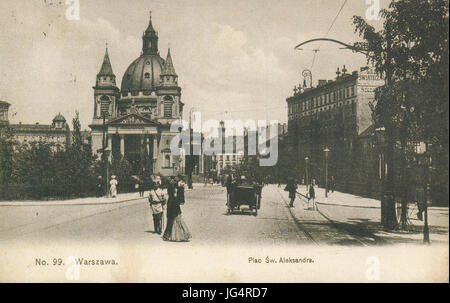 Plac Trzech Krzyży w Warszawie przed ho wojną światową Foto Stock