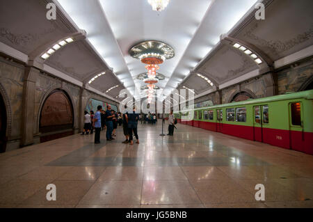 La metropolitana di Pyongyang, Corea del Nord Foto Stock