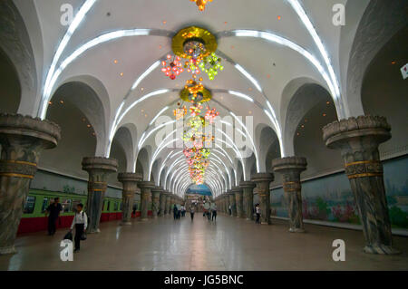 La metropolitana di Pyongyang, Corea del Nord Foto Stock