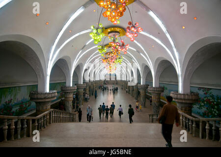 La metropolitana di Pyongyang, Corea del Nord Foto Stock